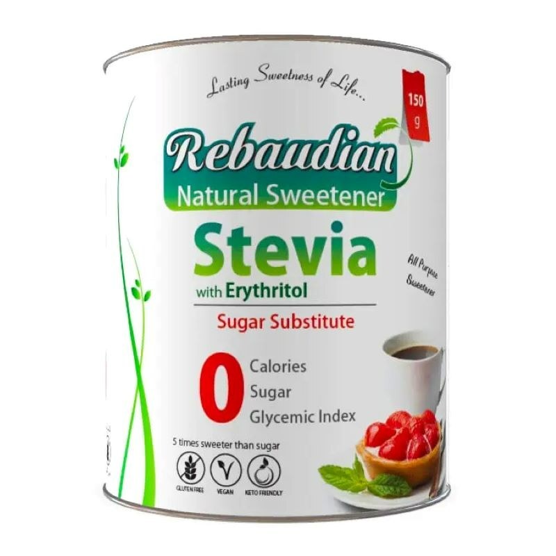 شیرین کننده استویا بر پایه اریتریتول ربودیان (150 گرمی) - شکر رژیمی