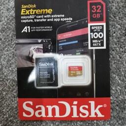 کارت حافظه سن دیسک مدل Sandisk Extreme Pro V30 UHS-I U3 Class 10 100MBps 667X microSDHC Card 32GB