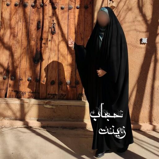 چادر مشکی کرپ حریر الاسود ایرانی مدل عبای عربی جده عرض بلند