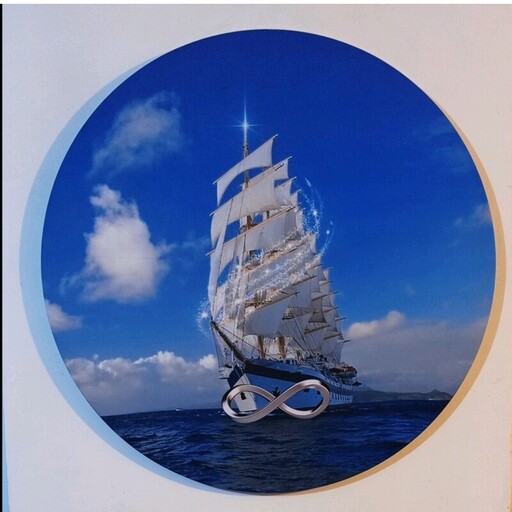 تابلو فنگ شویی  کشتی با نماد افزایش فروش با نماد بی نهایت قطر 40 سانتی متر 
