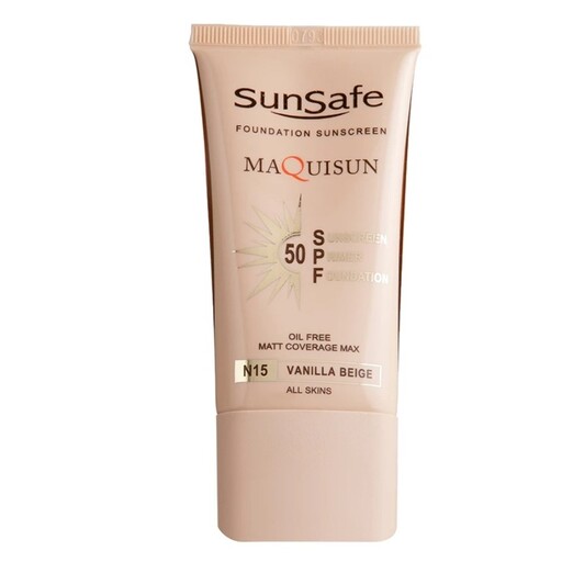 ضد آفتاب سان سیف کرم پودری و پرایمری مکیسان با SPF50 رنگی بژ وانیلی