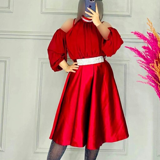 لباس مجلسی کوتاه مدل ویانا جنس حریر و ساتن راشن روسی رنگ بندی طبق تصویر از سایز36تا50ارسال رایگان