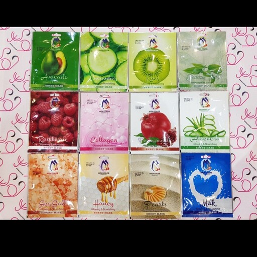 ماسک ورقه ای یا نقابی های کالر HIGH COLOR مدل شیت ماسک sheet mask تعداد 12 عدد