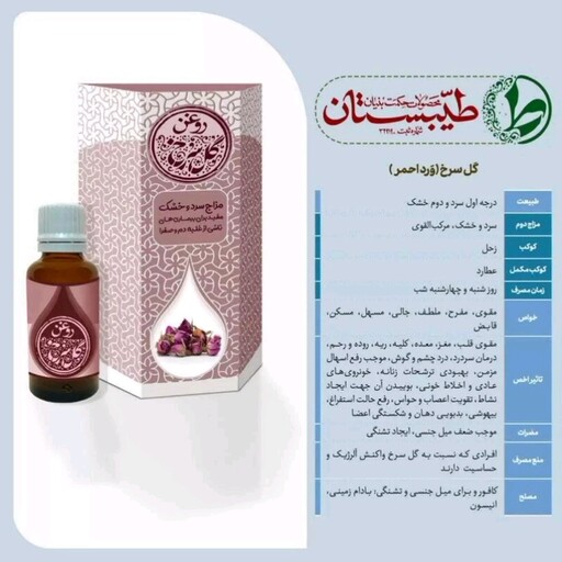 روغن گل سرخ پایه کنجد طیبستان 30 گرم محیا