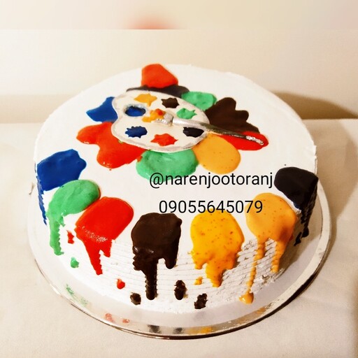 کیک خامه ای مدل  نقاش باشی  کیک مشاغل با فیلینگ موز و گردو 