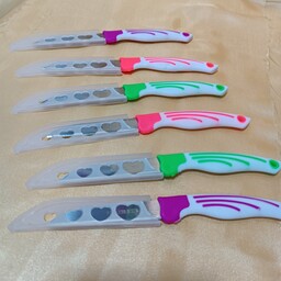 چاقوی میوه خوری غلاف دار پک 6 عددی در 3 رنگ