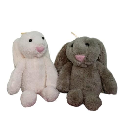 عروسک بسته دو عددی خرگوش جیلی کت ارتفاع 26سانتی در دو رنگ طوسی و سفید