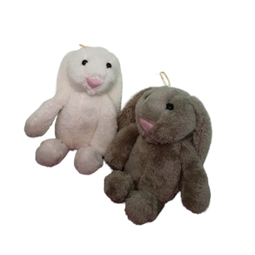 عروسک بسته دو عددی خرگوش جیلی کت ارتفاع 26سانتی در دو رنگ طوسی و سفید