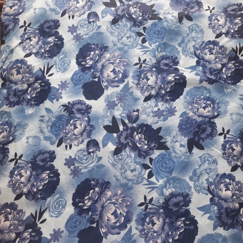 پارچه ملحفه گلدار آبی، عرض دومتر و چهل سانت