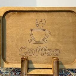 سینی چوبی کوچیک کافه دودسته فلزی و مناسب برای کافه و منزل 