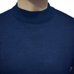 پلیوربافت مردانه مدل یقه  گرد 5سانتی رنگ سرمه ای ملانژ، خوش دوخت وکیفیت بالا تهیه شده از نخ آکریلیک