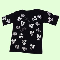 تیشرت لانگ استیکر و فونت میکی موس mickey mouse  مشکی تک رنگ جنس پارچه پنبه اعلا 