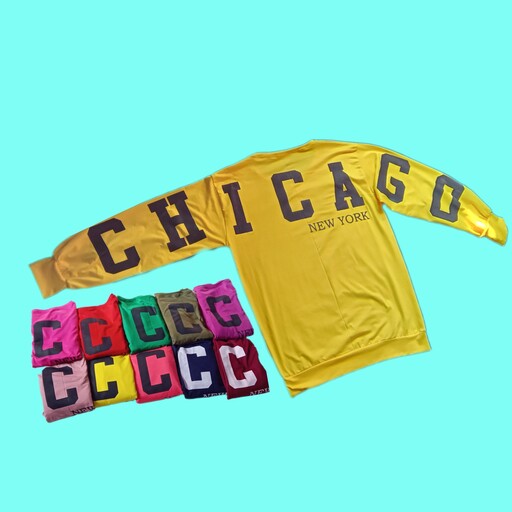 تیشرت آستین بلند  جلو ساده پشت چاپ نوشته شیکاگو نیویورک Chicago new york قیمت 170.000 تومن دوازده رنگ زیبا و محبوب 