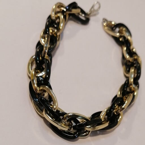 دستبند مردانه بافت طنابی طلایی مشکی رنگ ثابت باکیفیت 