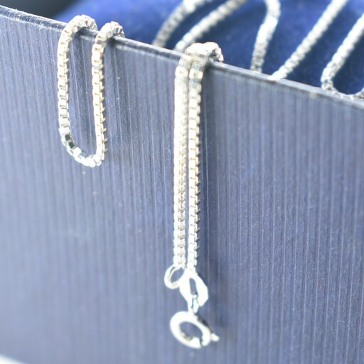 زنجیر نقره زنانه طول 40 سانتی متر  طرح ونیزی  Box Chain (باکس)  آقابزرگ