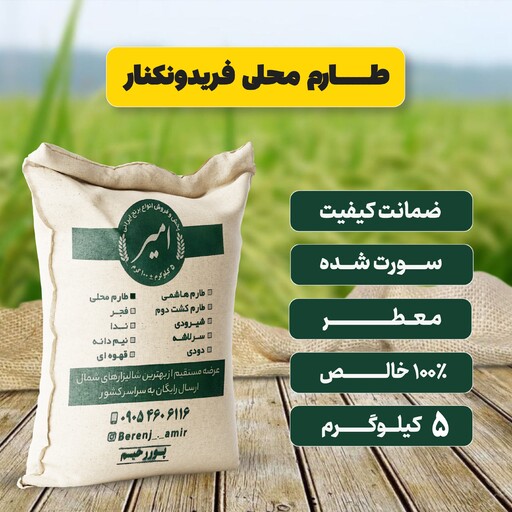 برنج طارم محلی اصیل فریدونکنار (5 کیلوگرم)