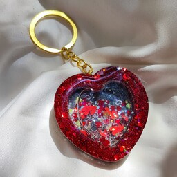 دسته کلید یا آویز کیف آکواریومی قرمز و مشکی ولنتاین  قلبی
