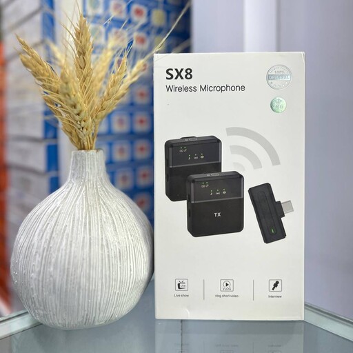 میکروفن یقه ای وایرلسی مدل SX8 2 in 1