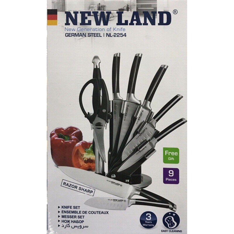 سرویس چاقوی آشپزخانه 9 پارچه نیولند NewLand NL-2254