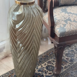 گلدان کنارسالنی 70 سانتی بامبو شیشه ای لب طلایی