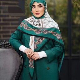 روسری مجلسی سبز رنگ نخ سیااسکارف(رابو)