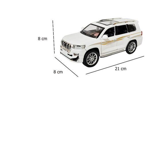 ماشین ماکت تویوتا پرادو دودزا چراغ دار با قابلیت باز شدن درب ماشین