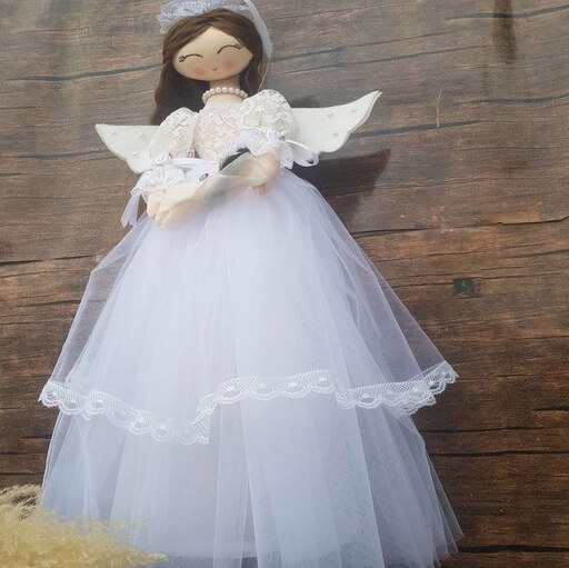 عروسک فرشته تیلدا همراه با بچه کد3 دارای پایه نگهدارنده