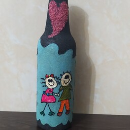 ویترای روی ظروف بطری روز عشق ولنتاین (طرح عروسکی) کد25