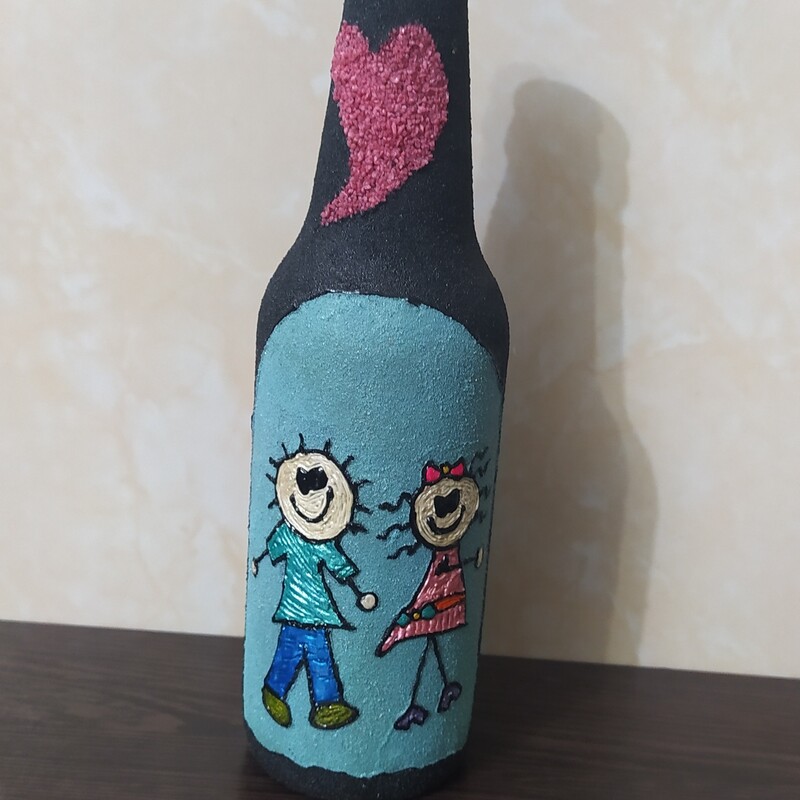 ویترای روی ظروف بطری های روز عشق ولنتاین (طرح عروسکی) کد 23