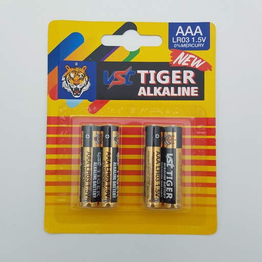 باطری نیم قلمی آلکالاین vst tiger alkaline AAA بسته 4 عدد کیفیت تضمینی