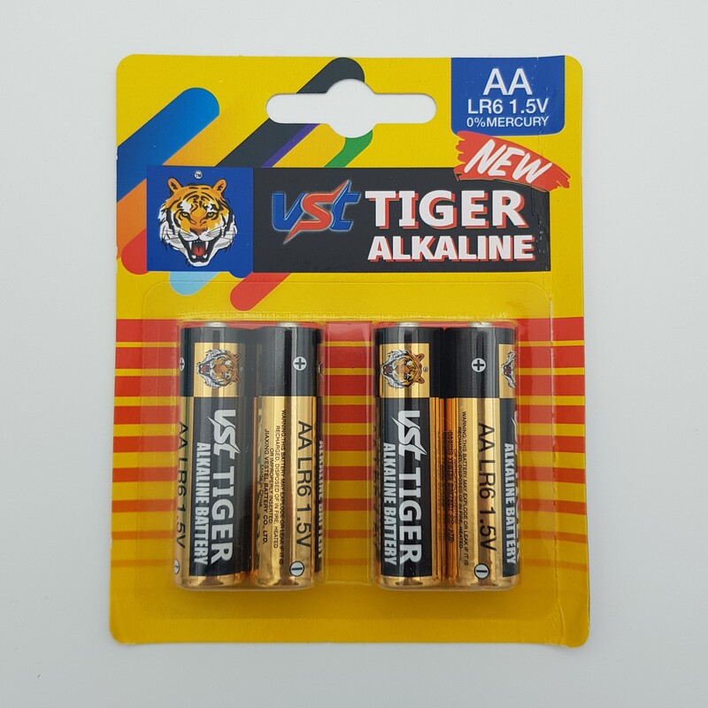 باطری قلمی آلکالاین vst tiger alkaline AA بسته 4 عدد کیفیت تضمینی