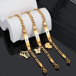 قبول سفارش انواع دستبند دخترانه زنانه(آویز دار)-قابل حکاکی-در هر دو لاین طلا و نقره