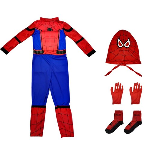 ست ایفای نقش مدل لباس مرد عنکبوتی مجموعه 6 عددی، سایز 90 ، مناسب برای کودکان 3 تا 4 سال