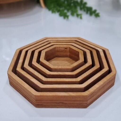 ظرف چوبی 5 تکه 8 ضلعی