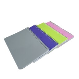 دفترچه یادداشت 80 برگ فنری طلقی رنگی برند Menhaj مدل ساده بسته 1 عددی