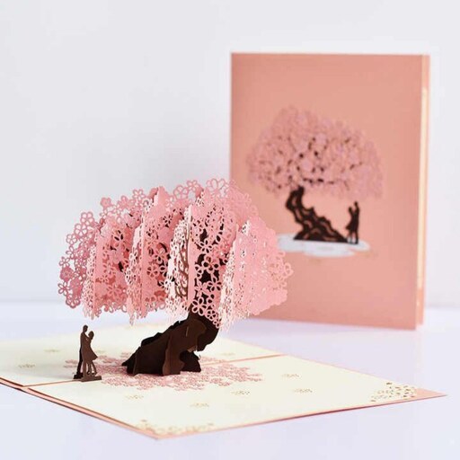کارت پستال سه بعدی درخت هلو ولنتاین