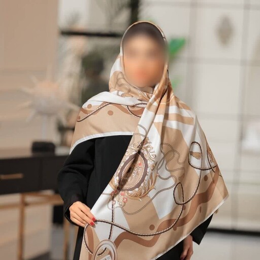 روسری نخی سیا اسکارف پاییزه منگوله دار قواره 140 دور دوخت  چاپ دیجیتال  کیفیت بی نظیر 