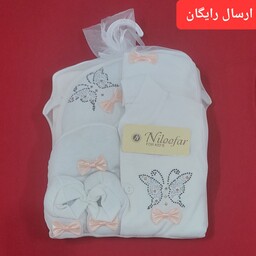 لباس نوزادی ست بیمارستانی 7 تکه نوزادی دخترونه طرح پروانه خاص گلبهی ( با ارسال رایگان به سراسرکشور ) 