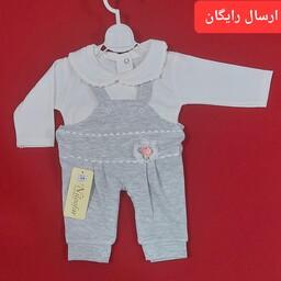 لباس نوزادی و سیسمونی سرهمی طرح پیشبندی گلدار ( مناسب بدو تولد و بیمارستان)