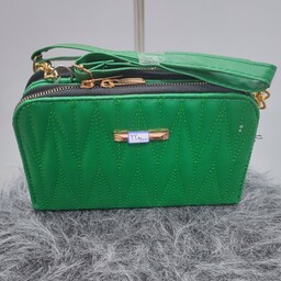 کیف دوشی لوزی دوخت-دو زیپ-زیپ ها خارجی و درجه یک-بند بلند دوشی-رنگ سبز
