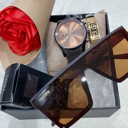  باکس روز مرد . ساعت . عینک . دستبند چرم و گل 