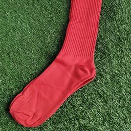 جوراب ورزشی مردانه ساق بلند تمام کش رنگ قرمز  - جوراب فوتبالی - جوراب ورزشی ساق بلند قرمز