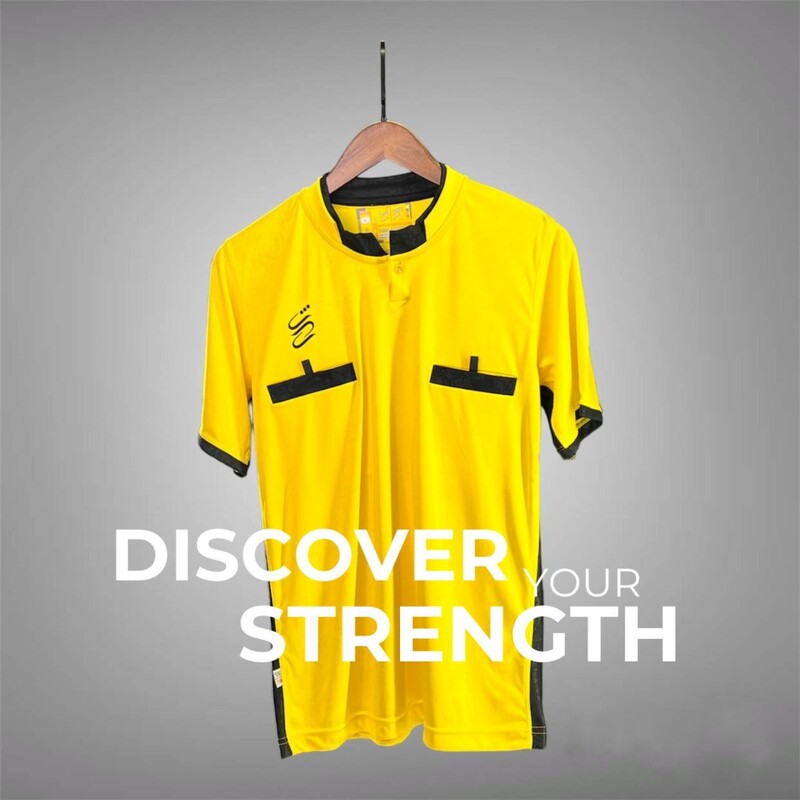 لباس داوری مردانه و زنانه تک فوتبال و فوتسال رنگ زرد - کد 02