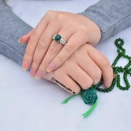 انگشتر نقره زنانه عقیق سبز آبکاری شده