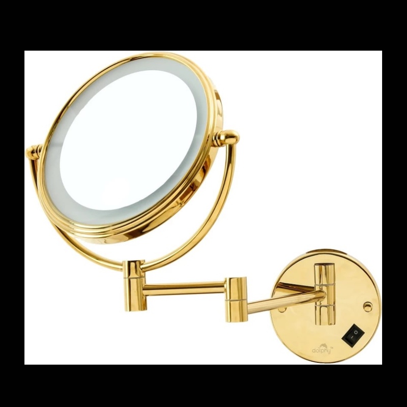 آینه اصلاح چراغ دار رنگ طلایی براق