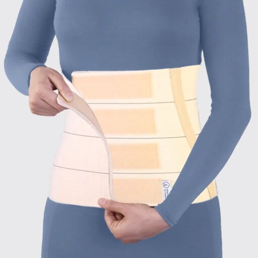 شکم بند پل دار کد 60420 طب و صنعت صد درصد پنبه Adjustable Elastic Abdominal Binder سایز 3 ایکس لارج