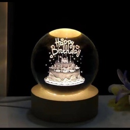 چراغ خواب گوی کریستالی طرح کیک تولد کادوی عالی برای تبریک تولد 