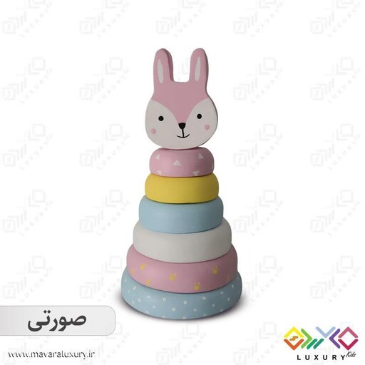 اسباب بازی چوبی ماوراء لاکچری طرح برج هوش حیوانات خرگوش MKids56