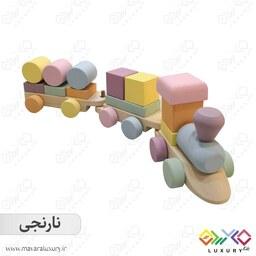 اسباب بازی پازل قطار چوبی  مونته سوری ماوراء لاکچری با رنگ ساده MKT06