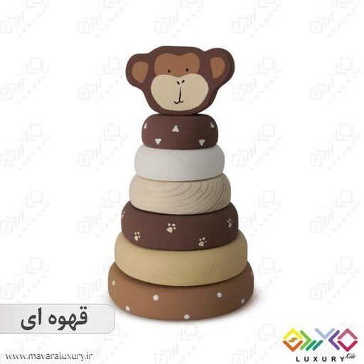 اسباب بازی چوبی ماوراء لاکچری طرح برج هوش حیوانات میمون MKids56